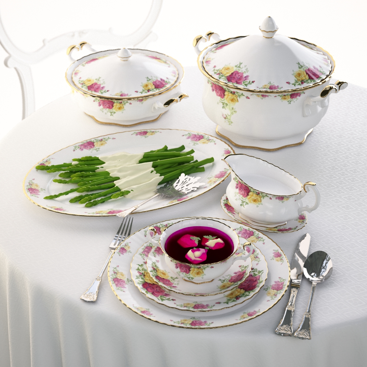 دانلود آبجکت ست ظروف غذاخوری مدل Tableware-set-5
