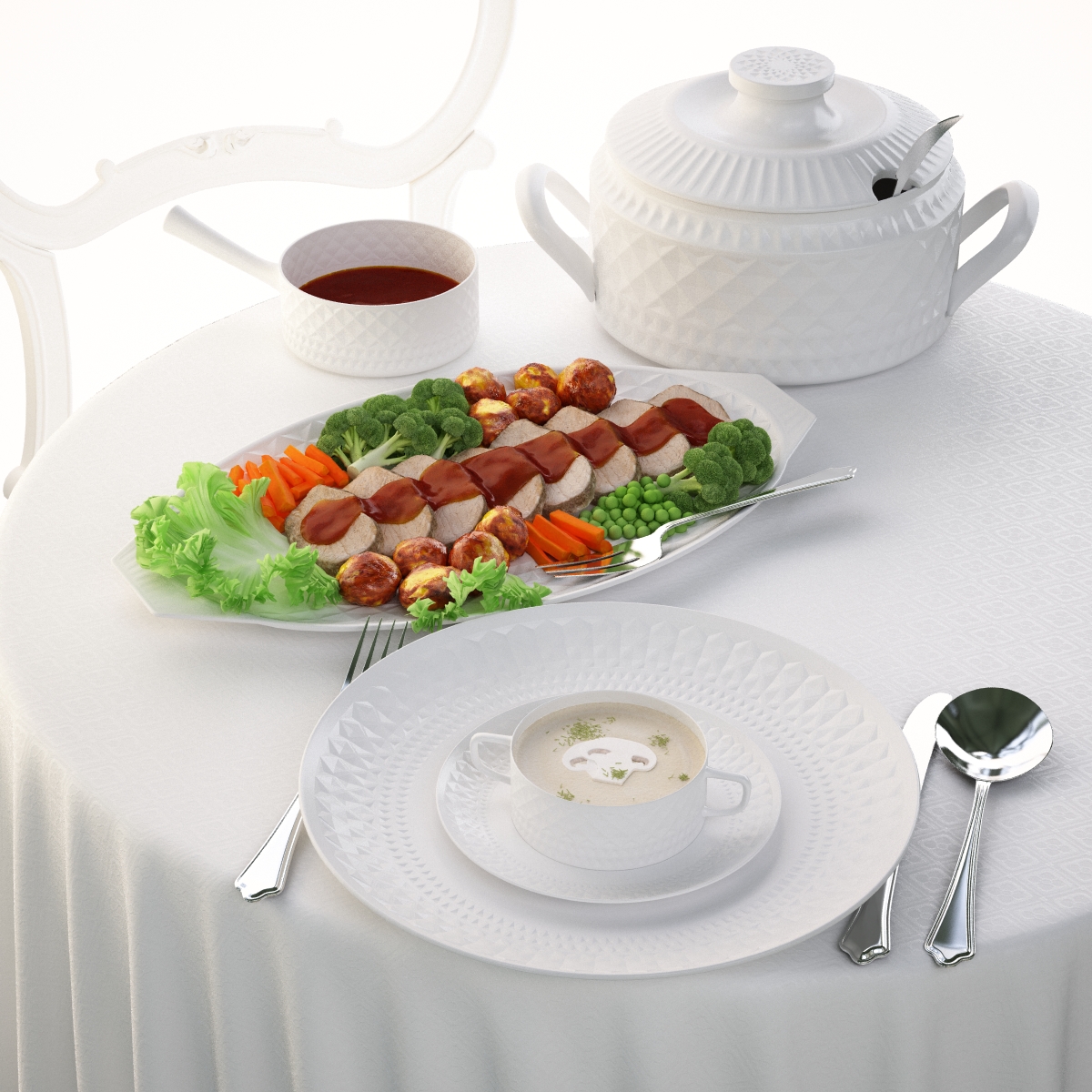 دانلود آبجکت ست ظروف غذاخوری مدل Tableware-set-8