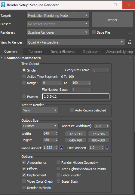 تب Render Setup